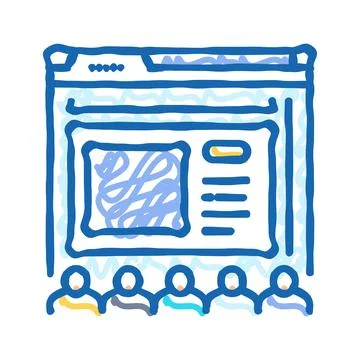 Webinar presentation virtual conference icon doodle illustration 스톡 일러스트