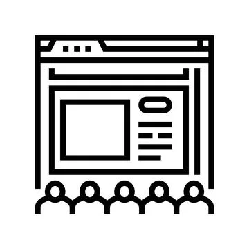 Webinar presentation virtual conference line icon vector illustration Stock Illustration