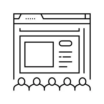 Webinar presentation virtual conference line icon vector illustration 스톡 일러스트