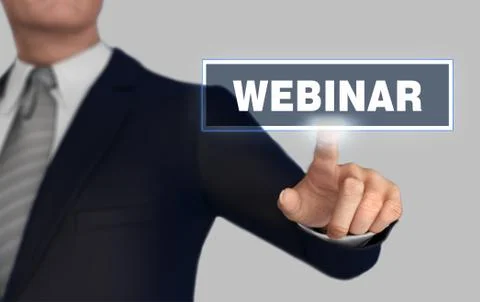 Webinar   pushing concept 3d illustration Stock Illustration