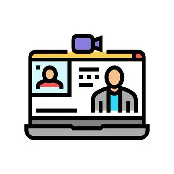 Webinar session online learning platform color icon vector illustration Stock Illustration