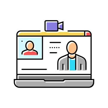 Webinar session online learning platform color icon vector illustration Stock Illustration