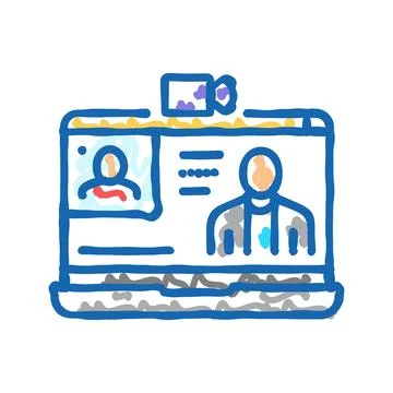 Webinar session online learning platform icon doodle illustration Stock Illustration