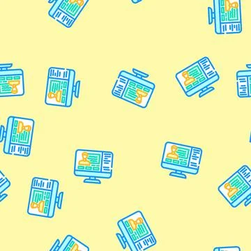 Webinar session online learning platform vector seamless pattern 스톡 일러스트