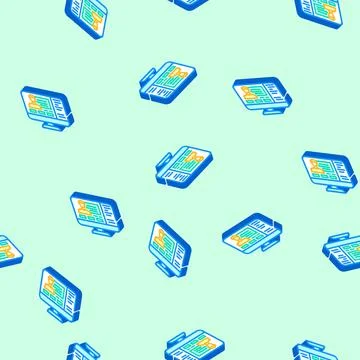 Webinar session online learning platform isometric icon seamless pattern Stock Illustration