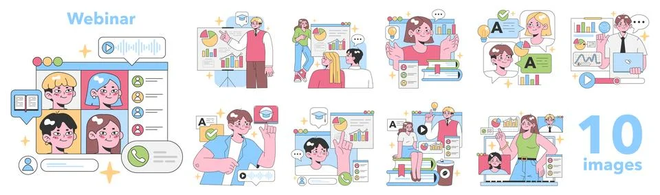 Webinar set. Flat vector illustration Stock Illustration