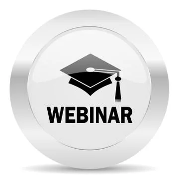 Webinar silver glossy web icon Stock Illustration
