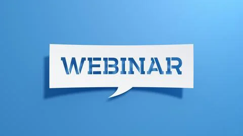 Webinar Speech Bubble. Design with white cut out paper. 3D Render. Stock Illustration