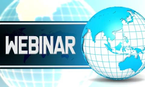 Webinar with sphere globe Stock Illustration
