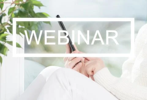 Webinar. start page, splash screen for webinar. mobile remote learning, onlin Stock Photos