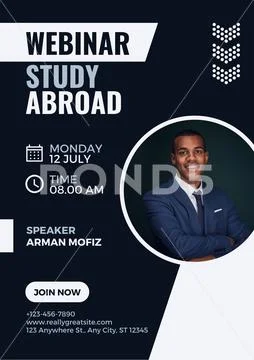Webinar study abroad with speaker arman mofiz PSD Template