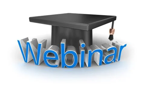 Webinar text and hat, 3d Concept Illustrazione stock