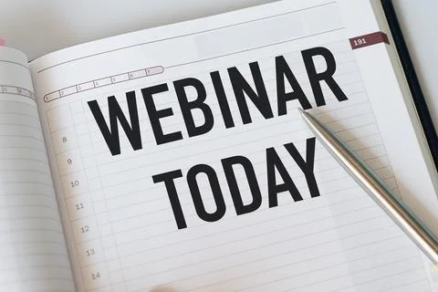 WEBINAR TODAY text written on a notebook on the white background Stock Photos