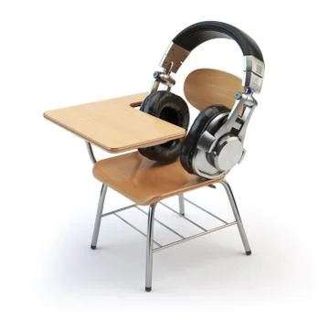 Webinar training or audiobooks  concept. E-learning education online. Headpho Illustrazione stock