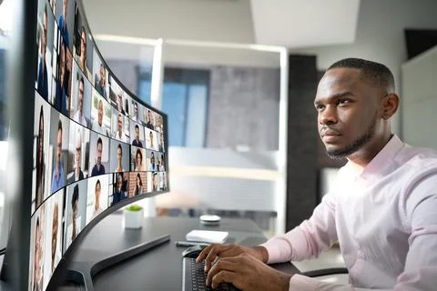 Webinar Video Conferencing On Computer Stock Photos