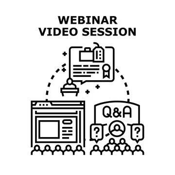 Webinar video session online learning conference Illustrazione stock