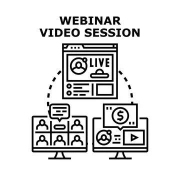 Webinar video session online learning concept Stock Illustration