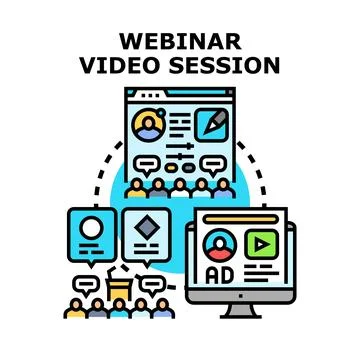 Webinar video session online learning digital conference 库存插图