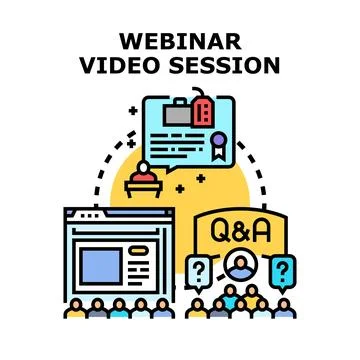 Webinar video session online learning conference Illustrazione stock