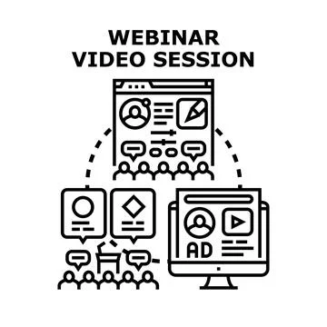 Webinar video session online learning digital conference Stock Illustration