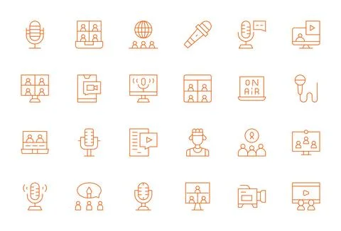 Webinar Visual Pack containing 24 Thin Line Display Perfect Vector Icons Stock Illustration