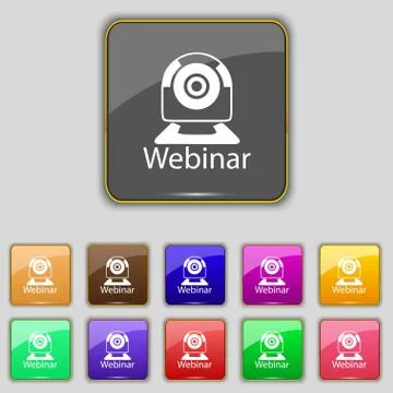 Webinar web camera sign icon. Online Web-study symbol. Website e-learning nav Ilustración de archivo