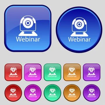 Webinar web camera sign icon. Online Web-study symbol. Website e-learning nav Stock Illustration