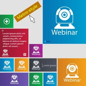 Webinar web camera sign icon. Online Web-study symbol. Website e-learning nav Ilustración de archivo