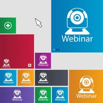 Webinar web camera sign icon. Online Web-study symbol. Website e-learning naviga Ilustración de archivo