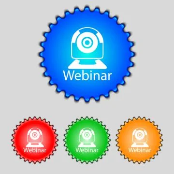Webinar web camera sign icon. Online Web-study symbol. Website e-learning naviga Ilustración de archivo