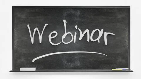 Webinar written on blackboard Stock Photos