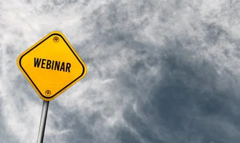 Webinar - yellow sign with cloudy sky 스톡 일러스트