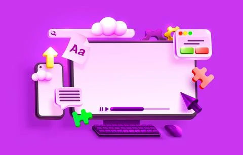Webpage app software, chat internet, web site banner design. Vector 스톡 일러스트