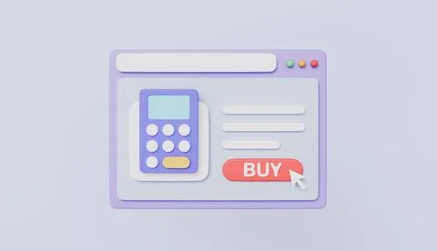 Webpage of calculator, Webpage calculator icon 3d illustration イラスト素材