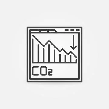 Webpage with CO2 Carbon Dioxide Chart vector line icon Stock Illustration