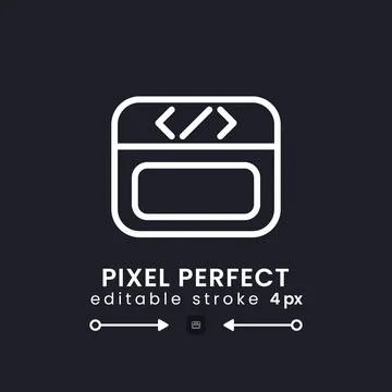 Webpage coding white linear desktop icon on black Stock-Illustration