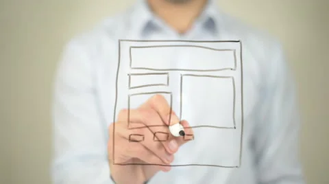 Webpage Concept,  Man writing on transparent screen Stock-Footage 62989156