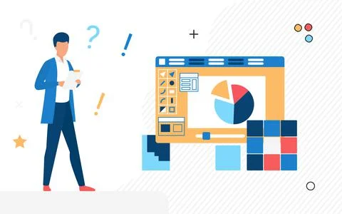 Webpage designer using adobe illustrator application Illustrazione stock
