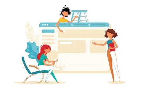 Webpage Development Team Stock Illustration