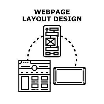 Webpage layout design adapting to responsive screens Stock Illustration
