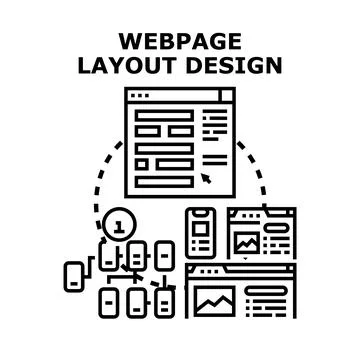 Webpage layout design developing responsive interface concept Illustration