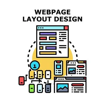 Webpage layout design developing responsive interface concept Stock Illustration