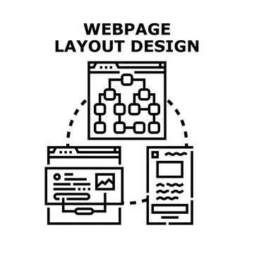 Webpage layout design developing user interface structuring Stockillustratie