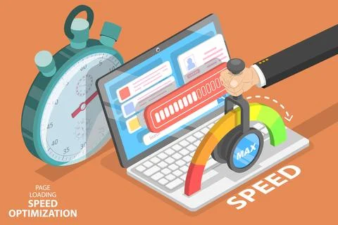 Webpage Loading Time Decreasing, Website Speed Optimization and SEO. Stock Illustration