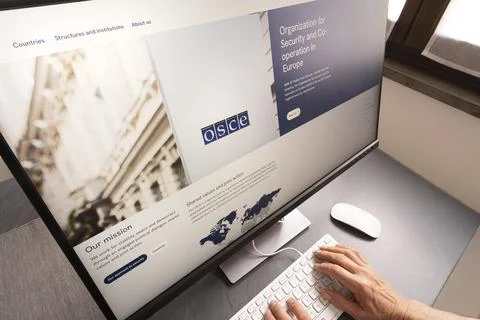 The webpage of OSCE, the Organization for Security and Co-operation in Europe 스톡 사진