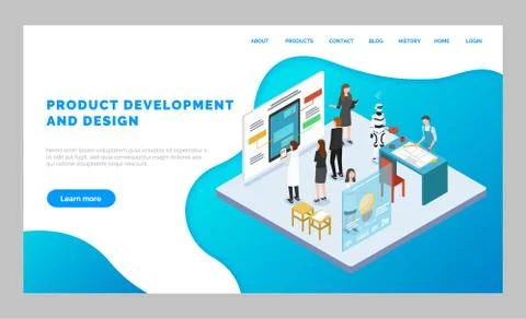 Webpage of Product Development and Design, Mockup Stock-Illustration