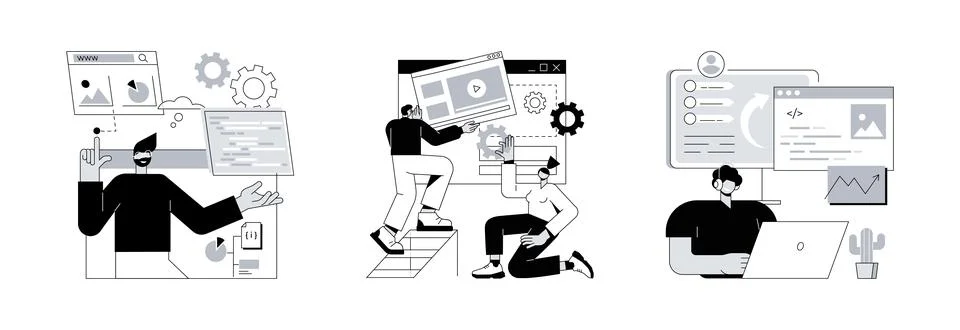 Webpage programming abstract concept vector illustrations. Stock Illustration