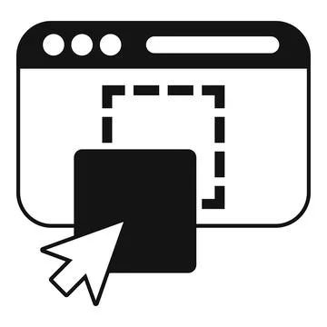 Webpage with resizing tool and mouse cursor, dragging and dropping element Stock Illustration