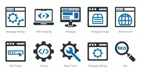 Webpage settings, web designing, webpage Stock Illustration