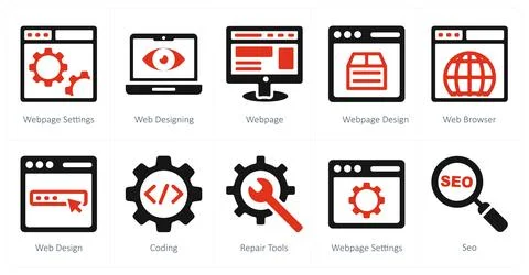 Webpage settings, web designing, webpage Stock Illustration